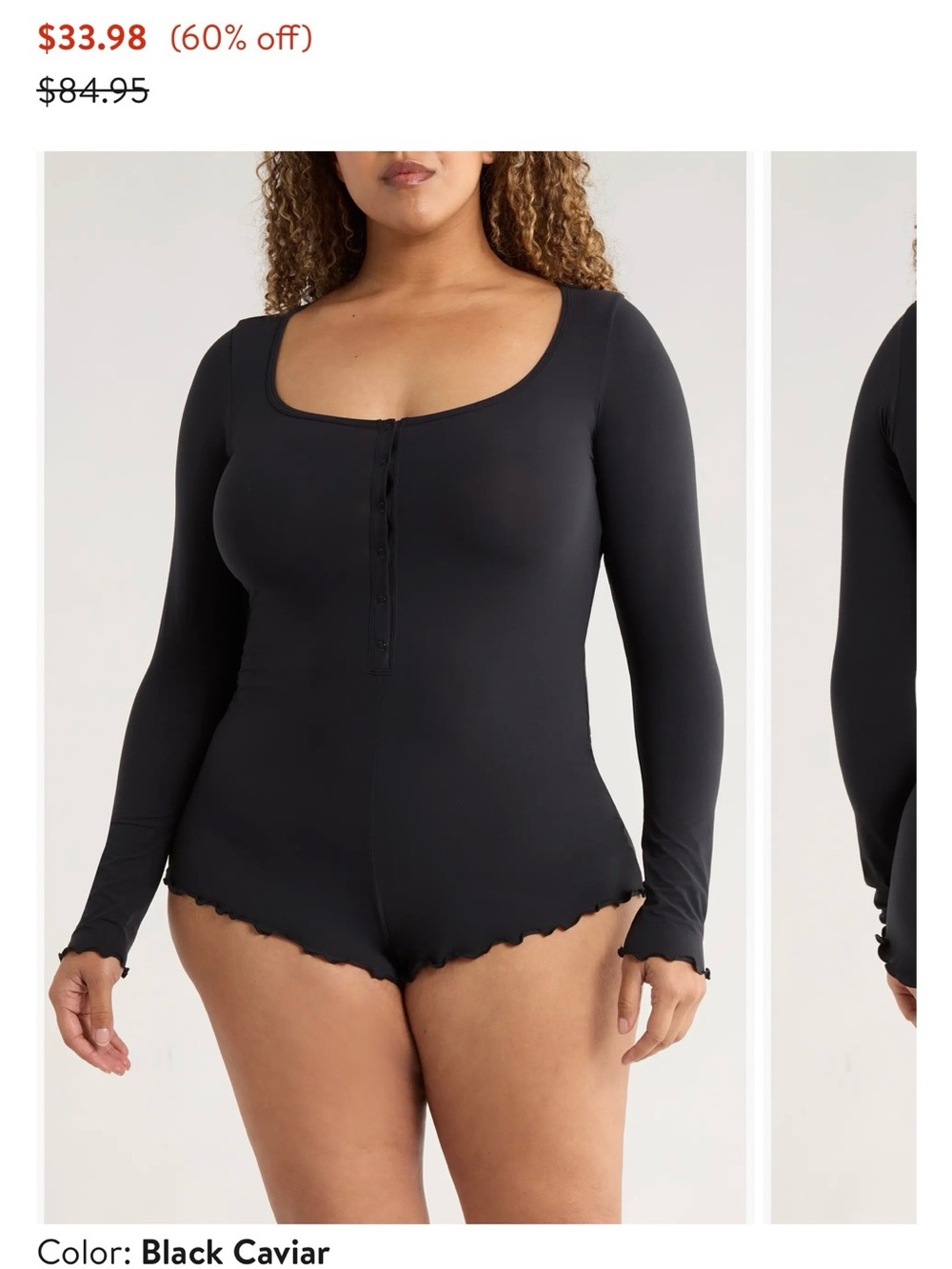Savage X Fenty Black Long Sleeve Snap-Front Bodysuit One Piece Size Like